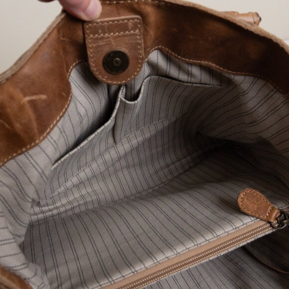 FRYE Leather Tote Handbag Melissa Light Brown Beige - Picture 9 of 14